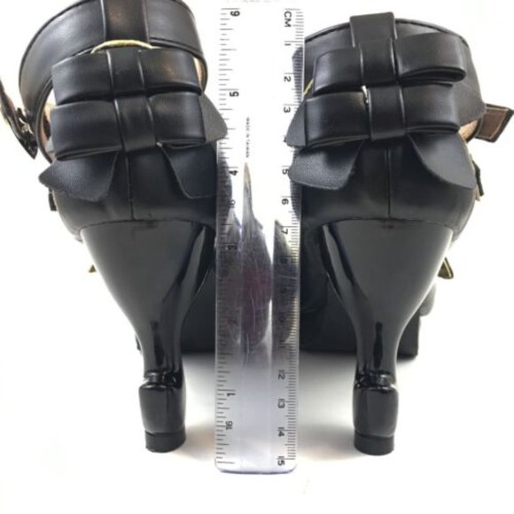 Black Lolita Liz Lisa Deary Unique Table Leg Heels Criss Cross Buckles size 40 - Picture 7 of 16